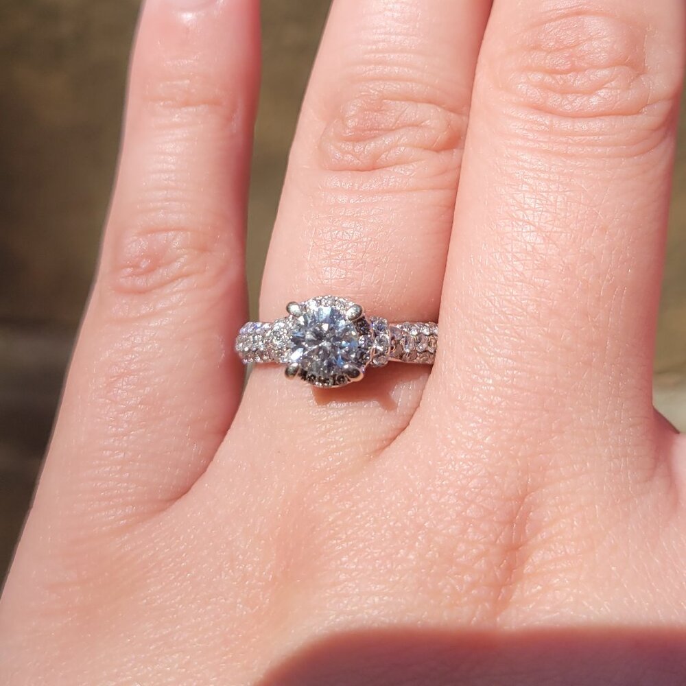 1.69 TCW Diamond Halo Engagement Ring in White Gold